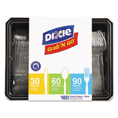 Dixie® Heavyweight Polystyrene Cutlery, Clear, Knives/Spoons/Forks, 180/Pack, 10 Packs/Carton