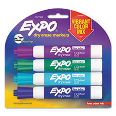 EXPO® Dry Erase Markers, Chisel Tip, Vibrant Color Mix, 4/Pack