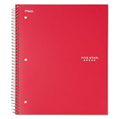 Five Star® Wirebound Notebook, College Rule, 11 x 8 1/2, 100 Sheets, Red