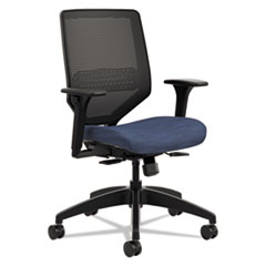 HON® Solve Series Mesh Back Task Chair, Supports Up to 300 lb, 16" to 22" Seat Height, Midnight Seat, Black Back/Base