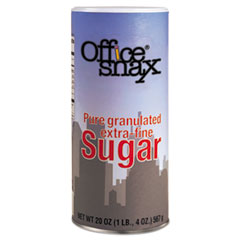 Office Snax® Reclosable Canister of Sugar, 20oz, 24/Carton