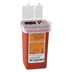 Medline Sharps Container, Freestanding/Wall Mountable, 1qt, 4 1/4 x 4 x 6, Red