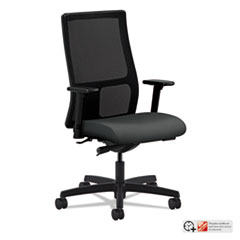 HON® Ignition Series Mesh Mid-Back Work Chair, Supports Up to 300 lb, 17.5" to 22" Seat Height, Iron Ore Seat, Black Back/Base