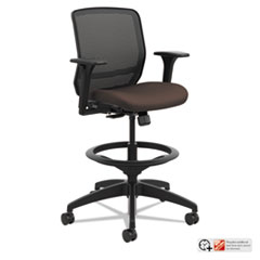 HON® Quotient Series Mesh Mid-Back Task Stool, Supports Up to 300 lb, 23" to 33" Seat Height, Espresso Seat, Black Back/Base
