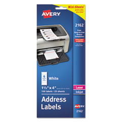 Avery® Mini-Sheets Mailing Labels, Inkjet/Laser Printers, 1 x 2.63, White, 8/Sheet, 25 Sheets/Pack