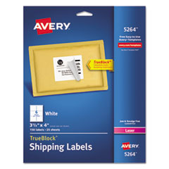 Avery® Shipping Labels with TrueBlock Technology, Laser, 3 1/3 x 4, White, 150/Pack