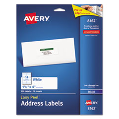 Avery® Easy Peel Mailing Address Labels, Inkjet, 1 1/3 x 4, White, 350/Pack