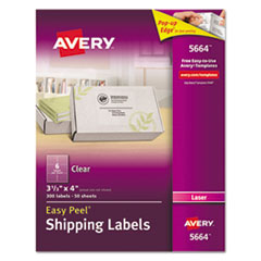 Avery® Matte Clear Easy Peel Mailing Labels w/ Sure Feed Technology, Laser Printers, 3.33 x 4, Clear, 6/Sheet, 50 Sheets/Box