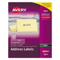 Avery® Mailing Clear Easy Peel Copier Address Labels, 1 x 2 13/16, 2310/Pack