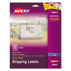 Avery® Matte Clear Easy Peel Mailing Labels w/ Sure Feed Technology, Inkjet Printers, 3.33 x 4, Clear, 6/Sheet, 10 Sheets/Pack