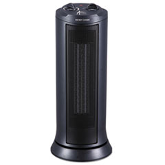 Alera® Mini Tower Ceramic Heater, 7 3/8"w x 7 3/8"d x 17 3/8"h, Black