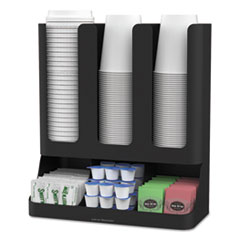 Mind Reader Flume Six-Section Upright Coffee Condiment/Cup Organizer, Black, 11.5 x 6.5 x 15