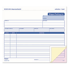 TOPS™ Snap-Off Shipper/Packing List, Three-Part Carbonless, 8.5 x 7, 1/Page, 50 Forms
