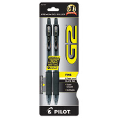 Pilot® G2 Premium Retractable Gel Ink Pen, Refillable, Black Ink, .7mm, 2/Pack