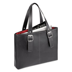 Solo Classic Tote, Fits Devices Up to 15.6", Vinyl, 13.75 x 17.5 x 3.75, Black/Red