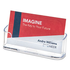 deflecto® Horizontal Business Card Holder, Holds 50 Cards, 3.88 x 1.38 x 1.81, Plastic, Clear