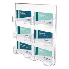 deflecto® 6-Pocket Business Card Holder, Holds 480 Cards, 8.5 x 1.63 x 9.75, Plastic, Clear