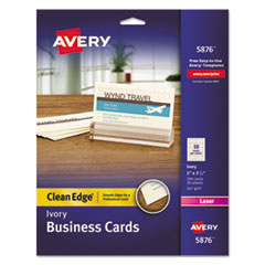 Clean Edge Business Cards, Laser, 2 X 3 1/2, Ivory,
