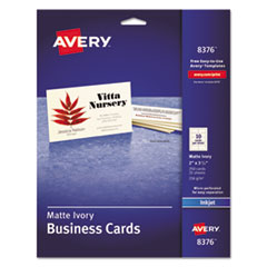Avery® Printable Microperf Business Cards, Inkjet, 2 x 3 1/2, Ivory, Matte, 250/Pack