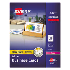 Avery® Clean Edge Business Cards, Laser, 2 x 3 1/2, White, 400/Box