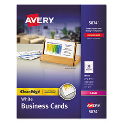 Avery® Clean Edge Business Cards, Laser, 2 x 3.5, White, 1,000 Cards, 10 Cards/Sheet, 100 Sheets/Box