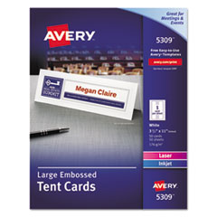 Large Embossed Tent Card, White, 3 1/2 X 11, 1