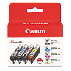 Canon® 2946B004 (CLI-221) Ink, Black/Cyan/Magenta/Yellow, 4/Pack