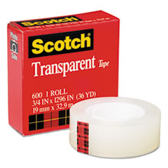 Scotch® Transparent Tape, 3/4" x 1296", 1" Core, Clear