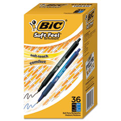 BIC® Soft Feel Ballpoint Pen Value Pack, Retractable, Medium 1 mm, Assorted Ink and Barrel Colors, 36/Pack