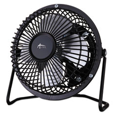 Alera® 4" Mini Personal Cooling Fan, Steel, Black