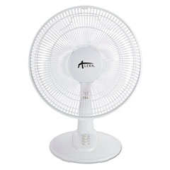 Alera® 12" 3-Speed Oscillating Desk Fan, Plastic, White