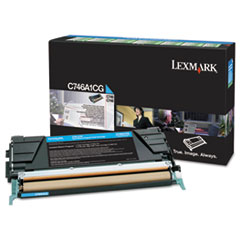 Lexmark™ C746A1CG Return Program Toner, 7,000 Page-Yield, Cyan
