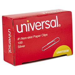 Universal® Nonskid Paper Clips, Wire, No. 1, Silver, 1000/Pack