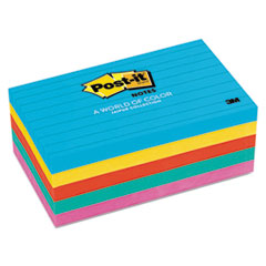 Post-it® Notes Original Pads in Jaipur Colors, 3 x 5, Lined, 100-Sheet, 5/Pack