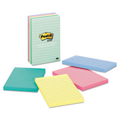 Post-it® Notes Original Pads in Marseille Colors, Lined, 4 x 6, 100-Sheet, 5/Pack