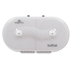 Georgia Pacific® Professional SofPull Mini Centerpull Twin-Roll Bath Tissue Dispenser, 16.1" x 7" x 9", White