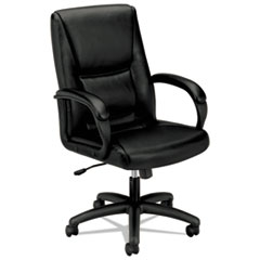 HON® VL161 Series Executive Mid-Back Chair, Black Leather
