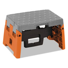 Cosco® Folding Step Stool, 1-Step, 300 lb Capacity, 8.5" Working Height, Orange/Gray