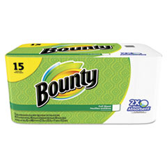 Bounty® Perforated Towel Rolls, 2-Ply, White, 11 x 10 1/5, 40 Sheets/Roll, 15 Roll/Pack
