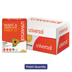 Universal® 30% Recycled Copy Paper, 92 Bright, 20 lb Bond Weight, 8.5 x 11, White, 500 Sheets/Ream, 10 Reams/Carton, 40 Cartons/Pallet