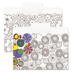 Smead® SuperTab Coloring File Folders, 1/3-Cut Tabs: Assorted, Letter Size, 0.75" Expansion, White, 6/Pack