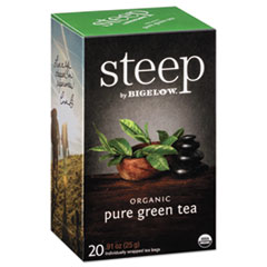 Bigelow® steep Tea, Pure Green, 0.91 oz Tea Bag, 20/Box
