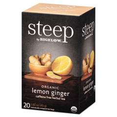 Bigelow® steep Tea, Lemon Ginger, 1.6 oz Tea Bag, 20/Box