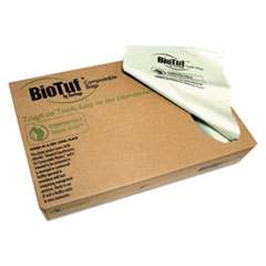 Heritage Biotuf Compostable Can Liners, 30 gal, 0.88 mil, 30" x 39", Green, 150/Carton