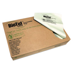 Heritage Biotuf Compostable Can Liners, 45 gal, 0.9 mil, 40" x 46", Green, 100/Carton