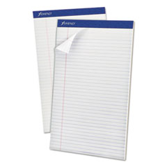 Ampad® Perforated Writing Pads, Wide/Legal Rule, 50 White 8.5 x 14 Sheets, Dozen