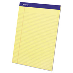 Ampad® Perforated Writing Pads, Narrow Rule, 50 Canary-Yellow 8.5 x 11.75 Sheets, Dozen