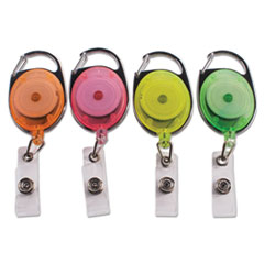 Carabiner-Style Retractable Id Card Reel, 30&quot; Extension,