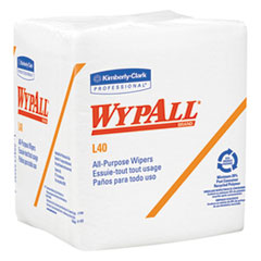 WypAll® L40 Towels, 1/4 Fold, 12.5 x 12, White, 56/Pack, 12 Packs/Carton