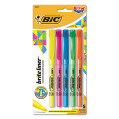 BIC® Brite Liner Highlighter, Assorted Ink Colors, Chisel Tip, Assorted Barrel Colors, 5/Set